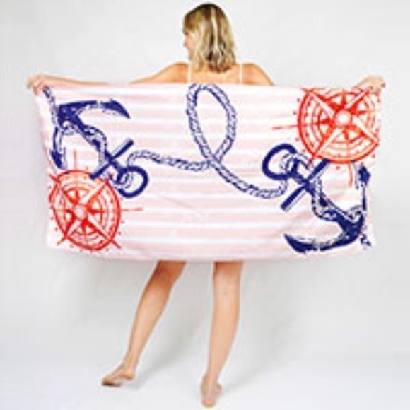 Private Label Handbags - Gonna Be A While Anchor Rope Printed Beach Towel and Tote Bag Combo Set
